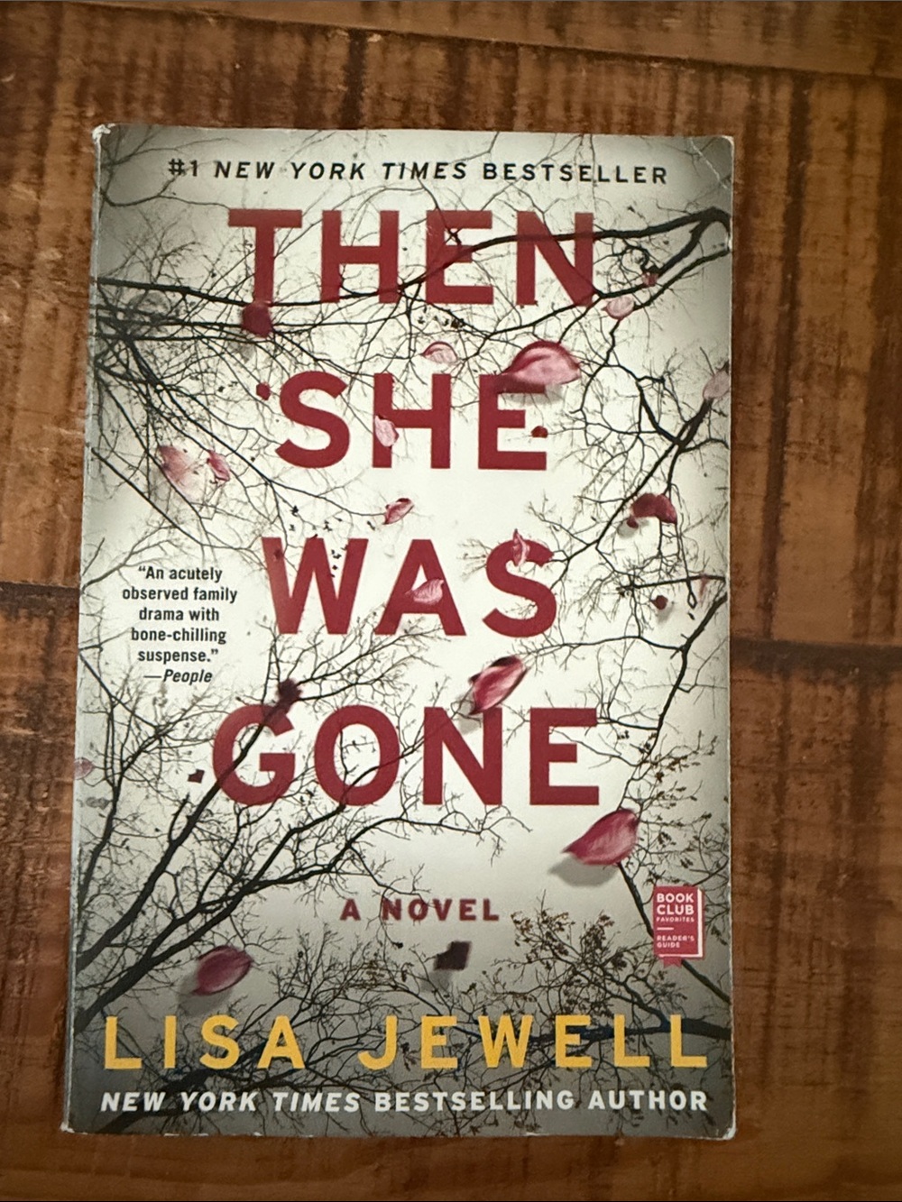 Then She Was Gone Book Cover Pendant Necklace - Red Accent